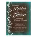 Rustic Country Teal Brown Bridal Shower Invitation