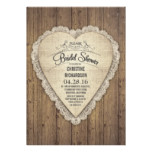 rustic country wood lace & burlap bridal shower card