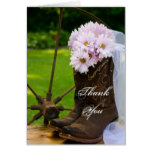 Rustic Daisies Cowboy Boots Bridesmaid Thank You Card