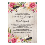 Rustic Flowers and Feathers Bridal Shower Card