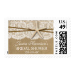 Rustic Kraft, Lace & Starfish Beach Bridal Shower Postage
