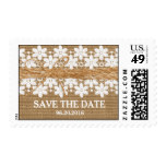 Rustic Lace and Burlap Save the Date Postage