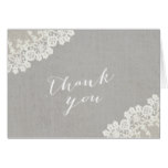 Rustic Lace Elegant Linen Thank You Cards