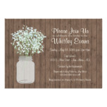 Rustic Mason Jar Bridal Shower Invitation on Wood
