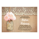 rustic mason jar pink hydrangea bridal shower card