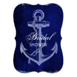 rustic Navy Blue anchor nautical bridal shower Card