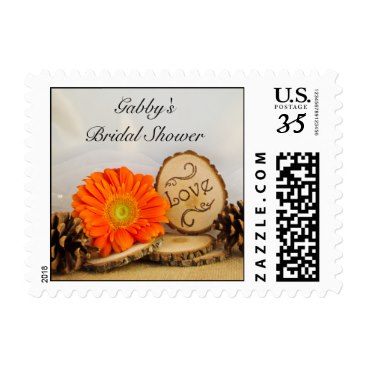 Rustic Orange Daisy Woodland Bridal Shower Stamps