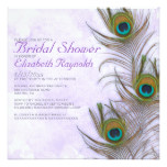 Rustic Peacock Feather Bridal Shower Invitations
