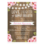 Rustic Pink Floral & Wood Bridal Shower Invitation