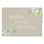 Rustic Spring Flowers Thank You Maid of Honor Card