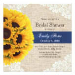 Rustic Sunflowers Lace & Burlap Bridal Shower Card