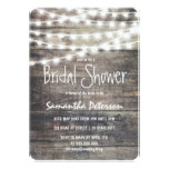 Rustic wood and string lights bridal shower card