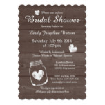 Rustic wood mason jar bridal shower invitations