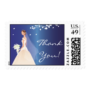 Sapphire Blue Bride Thank You Bridal Shower Postage Stamps