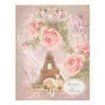 Shabby Chic Eiffel Tower Pink Floral Bridal Shower Card