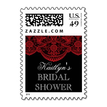 Sheer Red Lace Bridal Shower Stamp
