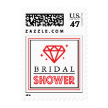 Shiny Diamond Bridal Shower Postage (Black / Red)