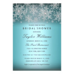 Silver Blue Jewel Snowflake Bridal Shower Invite