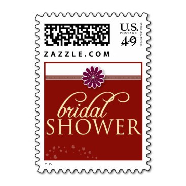 Simple Flower Bridal Shower Invite Stamp (red)