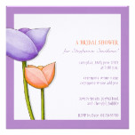 Simple Flowers purple orange Bridal Shower Square Card