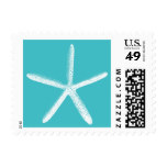 Simple Tiffany Blue Starfish Wedding Stamps