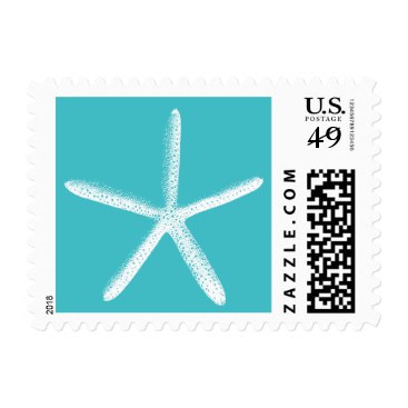 Simple Tiffany Blue Starfish Wedding Stamps