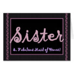 SISTER Thank You Maid of Honor - Plaid Lettering Card