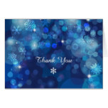 Snowflake Blue Bokeh Winter Bridal Shower Thanks Card