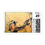 SPRING BIRD AND FLOWER TREE Yellow Brown Sepia Postage