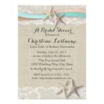 Starfish and Ribbon Aqua Peach Bridal Shower Card