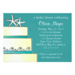 Starfish Wedding Cake Bridal Shower Invites - Teal