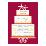 Starfish Wedding Cake Invitations -Pink and Orange