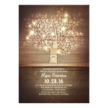 String lights & rustic tree bridal shower card