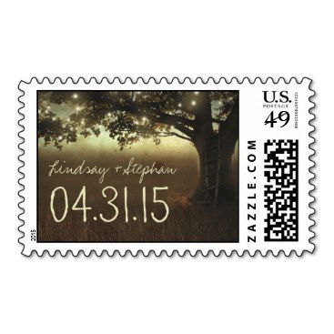 String lights tree postage stamps