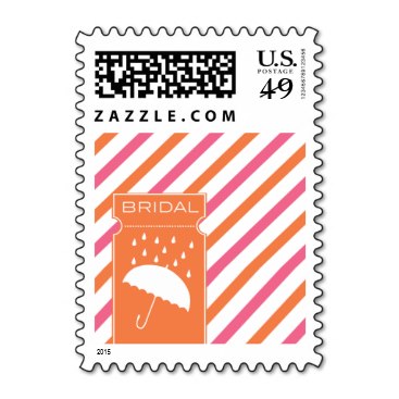 Striped Bridal Shower Stamp with Umbrella