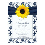 Sunflower Navy Damask Bridal Shower Invitation