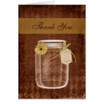 sunflower rustic mason jar wedding thank you card