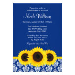 Sunflowers Blue and White Damask Bridal Shower Card