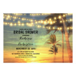 sunset beach bridal shower string lights card