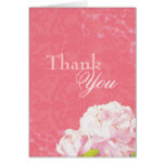 Swirly Peony Garden Coral Pink Wedding Thank You Card
