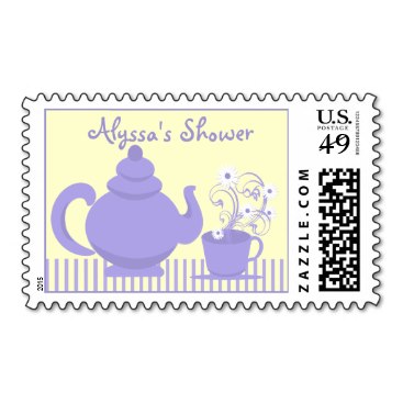 Tea Party Bridal Shower Purple and Yellow Postage