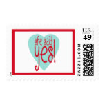 Teal and Red She Said Yes Postage