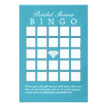 Teal Blue Diamond Bridal Shower Bingo Cards