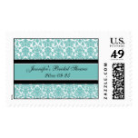 Teal Damask Bridal Shower Wedding Stamps
