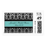 Teal Damask Bridal Shower Wedding Stamps