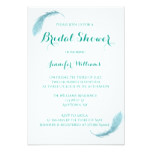 Teal feather bridal shower invitations
