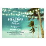 teal ombre beach bridal shower string lights card