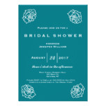 Teal rose bridal shower invitations