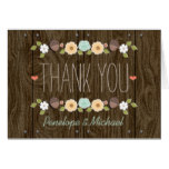 Teal String of Lights Fall Rustic Thank You Card