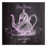 teapot vintage Chalkboard bridal shower tea party Card